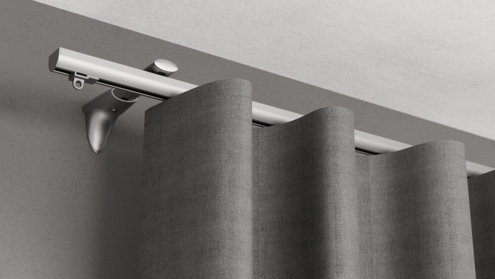 Wandschiene Modell 410 in Alu mit Vorhang