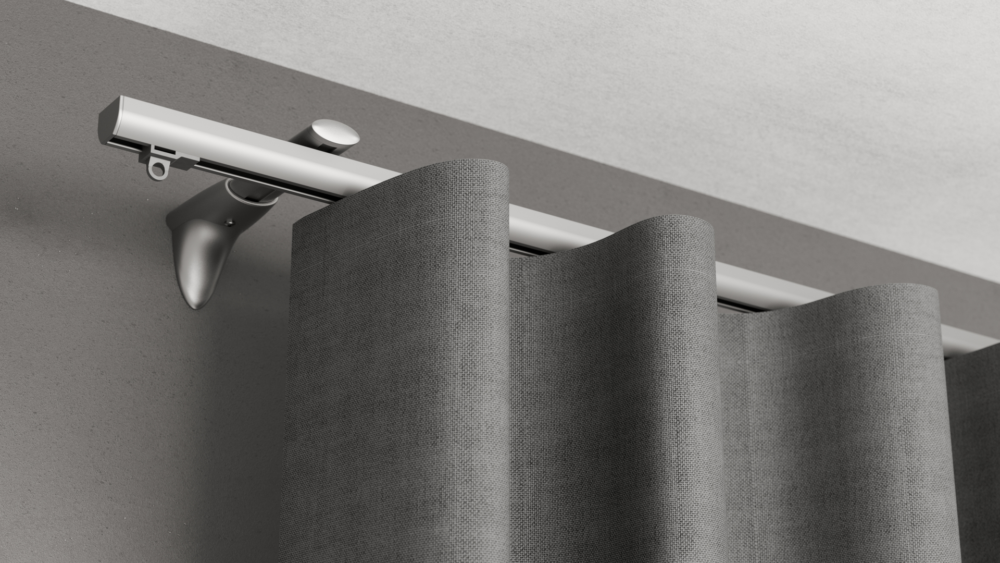 Wandschiene Modell 410 in Alu mit Vorhang