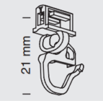 Technische Zeichnung eines Clic Gelenkgleiter 6 mm mit kurzem Haken auf grünem Hintergrund