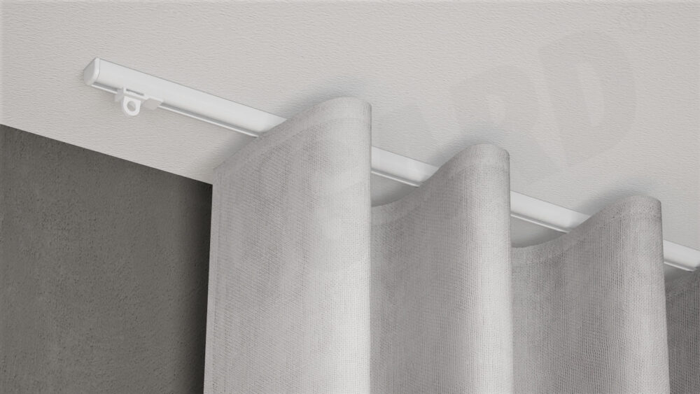 Gardinenschiene Modell 887 weiß mit Vorhang