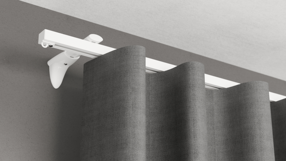 Wandschiene Modell 450 in Weiß mit Vorhang