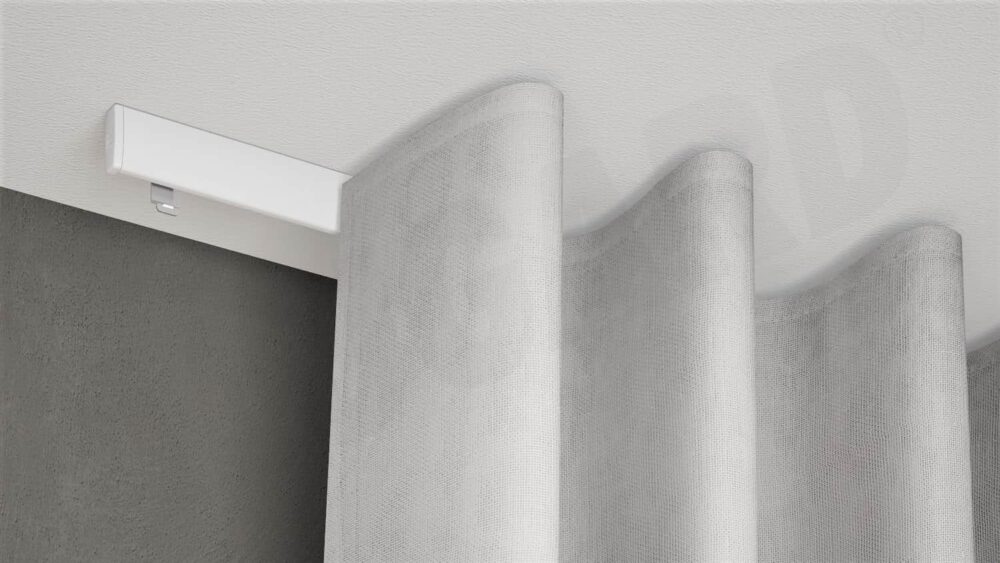 Objektschleuderschiene 750 mit Vorhang Halbrunde Wandschiene 1-läufig 750