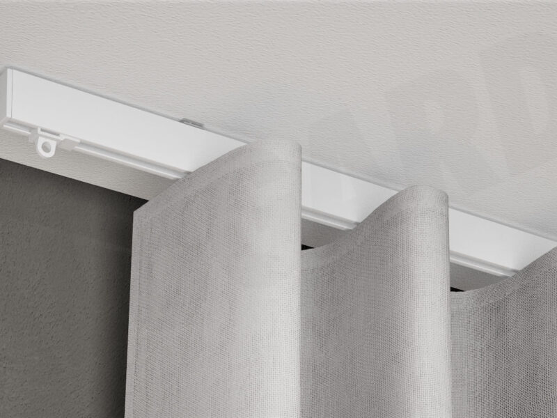 Gardinenschiene 840 weiß mit Vorhang