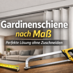 Gardinenschiene nach Maß an der Decke montiert mit Vorhang – perfekte Lösung ohne Zuschneiden